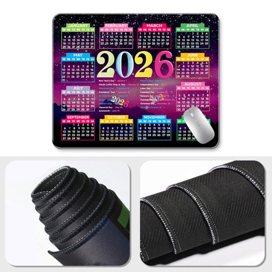 Календарь 2026 Коврик для мыши Прямоугольный Водонепроницаемый Дом Офис Игровой Компьютер Ноутбук Коврик для мыши Настольный коврик с Нескользящей Резиновой Основой Аксессуары для ПК