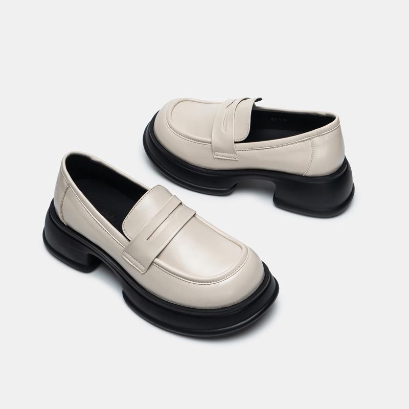 Кожаные водонепроницаемые туфли на платформе, женские новые одинарные туфли с круглым носком, с толстой подошвой, маленькие кожаные туфли, модные женские одинарные туфли для женщин