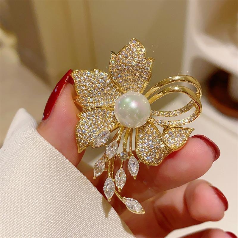 High-End Brooches, Women'S Sense Of Luxury, Niche, High-End Pins, Elegant Temperament, Fixed Clothes, Suits, Pearl Jewelry