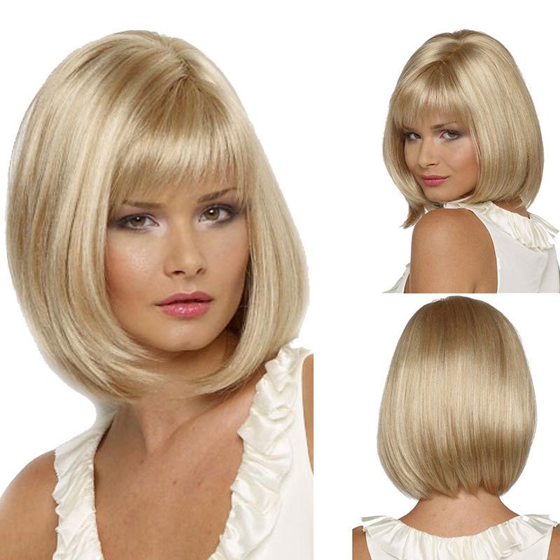 Ladies' Light Gold Fashionable Short Straight Hair Cover
