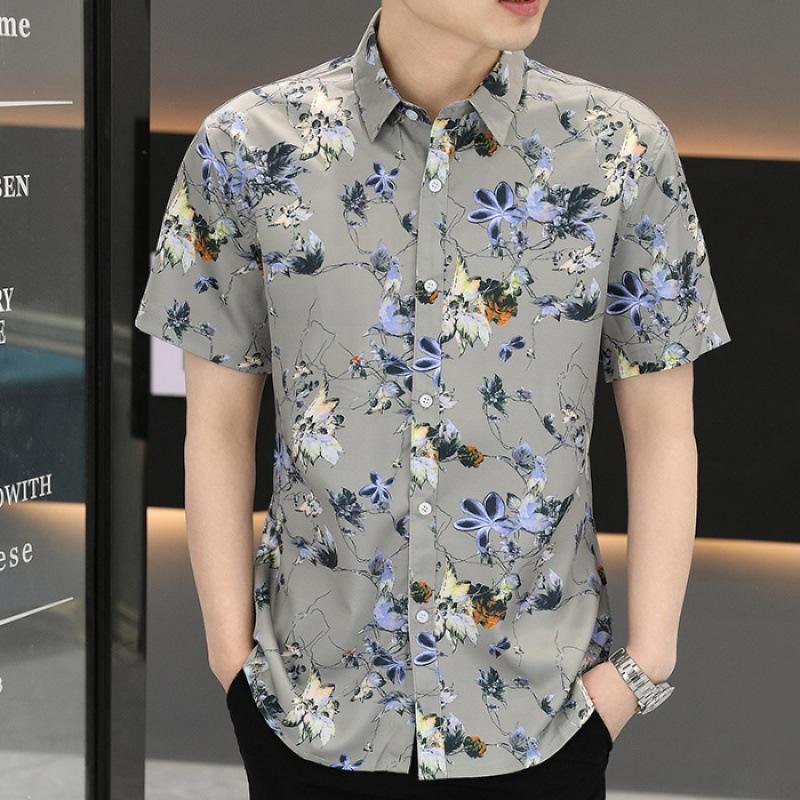 Summer Short-sleeved Shirt Men's Slim Senior Sense of Business Non-iron Striped Short-sleeved Shirt Hairstylist Tide Men's Clothing