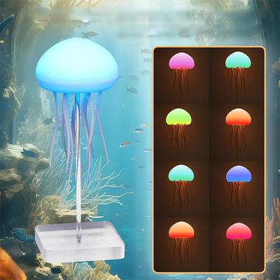 Бионическая медуза с голосовым управлением, Танцующие щупальца - RGB-градиентные прикроватные лампы, Перезаряжаемая настольная лампа с сенсорным управлением