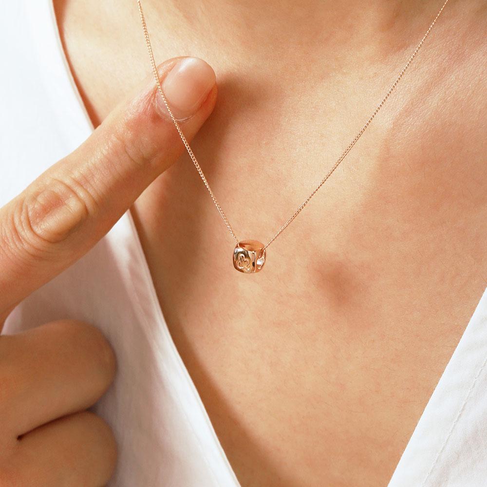 Loveenb [14K Gold] Cube & Charm Pendant