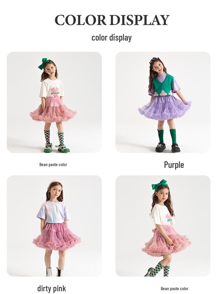 Синяя юбка-пачка принцессы: Платье из сетчатой пряжи для девочек на весну/лето