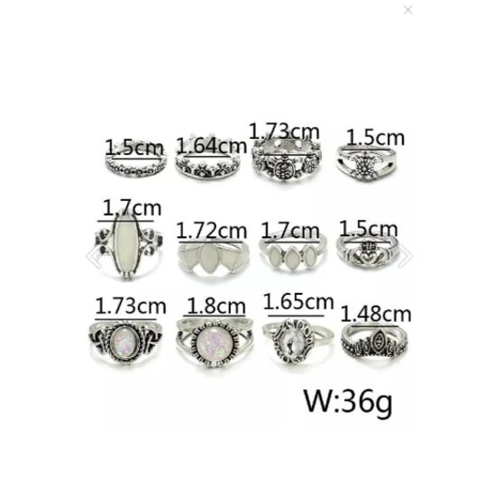 Серебряный комплект из нескольких колец