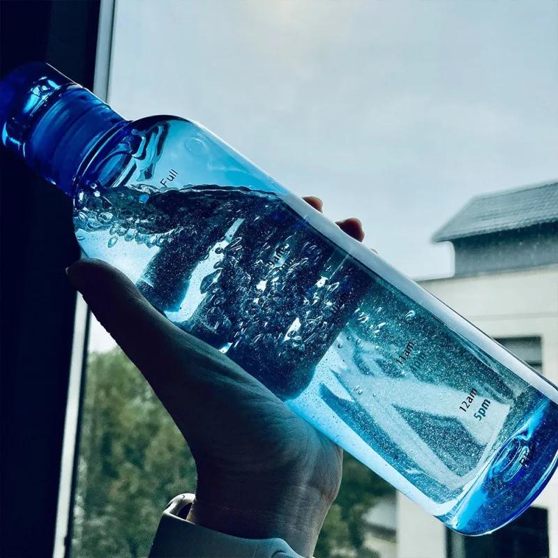 Ins 750/500 мл Большая емкость бутылки для воды с маркером времени Крышка для воды Напитки Прозрачный сок Простая чашка Подарок на день рождения