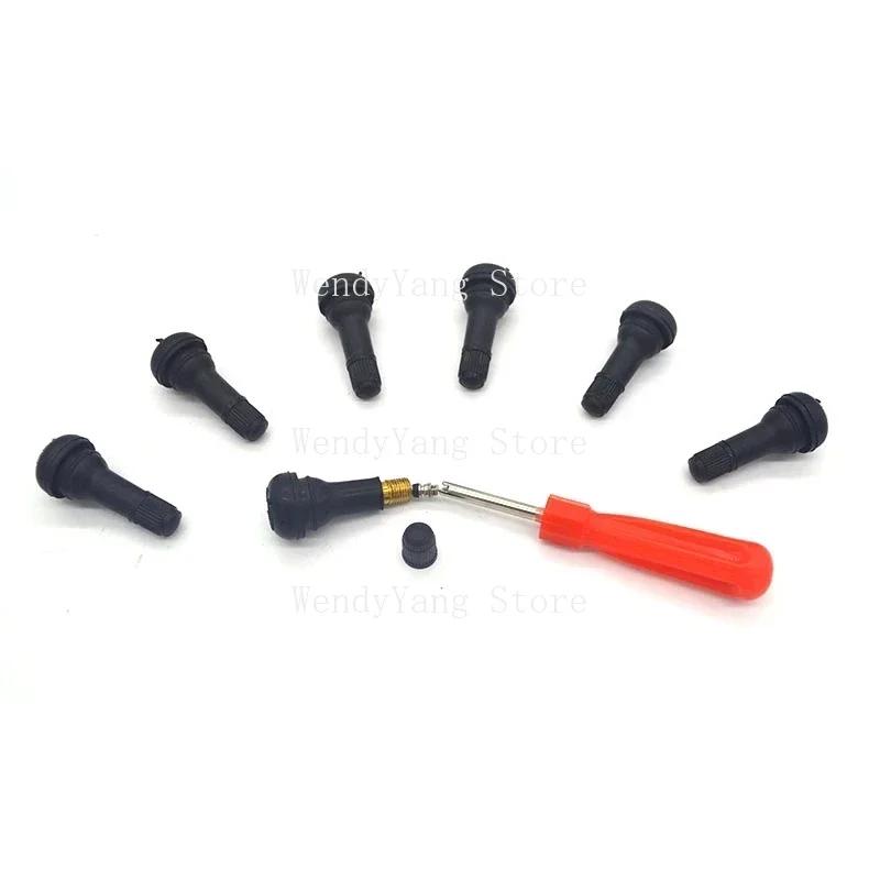 (12шт/упаковка) TR413 Вставные стержни вентилей шин короткие, черные, резиновые Ключ для сердечника вентиля Без разборки внутреннего вентиля шины