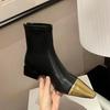 Square Heel Ankle Modern Boots Spring/autumn Pointed Toe 2024 Hot Sale Women's Shoes Low Heel Solid Bling Women's Boots