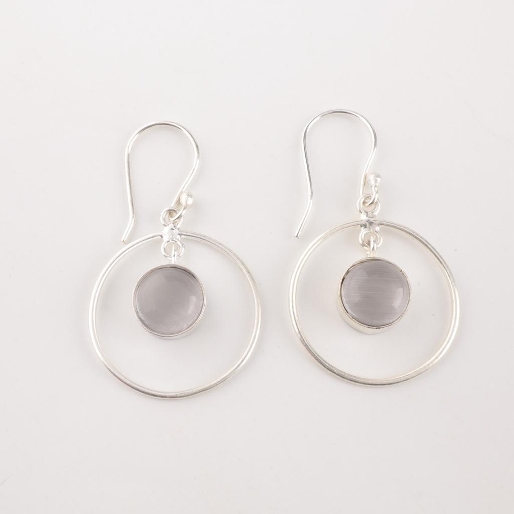 Селенит Драгоценный камень 925 Стерлинговое серебро Ювелирные изделия Ручной работы Серьги 1,60" Подарок для нее EE-5-50