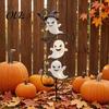 Holiday Lawn Art for Path Halloween Ghost Garden Stake, Cute Ghosts 2D Flat Metal Yard Theme Outdoor Decor Sign, Decoration Pathway Patio Front Porch