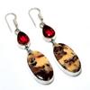 Cappuccino Jasper Pink Rubillite Gemstone Gift Jewelry Earring 2.46"