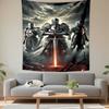 Templar Knights Three Warriors Red Cross Sword Dark Fantasy Art Wall Hanging Tapestry for Bedroom Wall Decor
