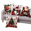 4 штуки 18x18 дюймов Зимняя Рождественская наволочка Декор Лен Плюш Мультяшный Снеговик Принт Наволочка Рождественское украшение
