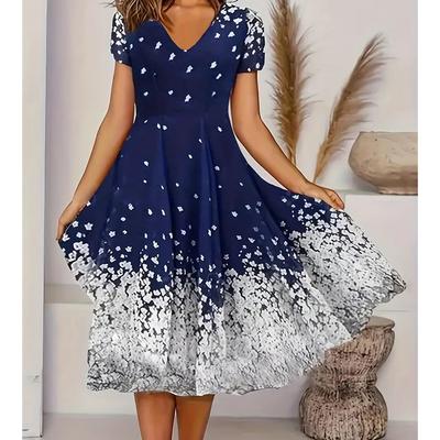 Летняя мода Женское платье с V-образным вырезом и короткими рукавами Ретро с цветочным принтом Сексуальное короткое платье
