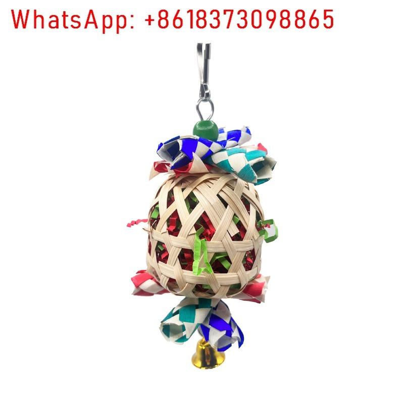 2Pcs bird toys, Christmas parrot toys, colorful shredded paper tube weaving