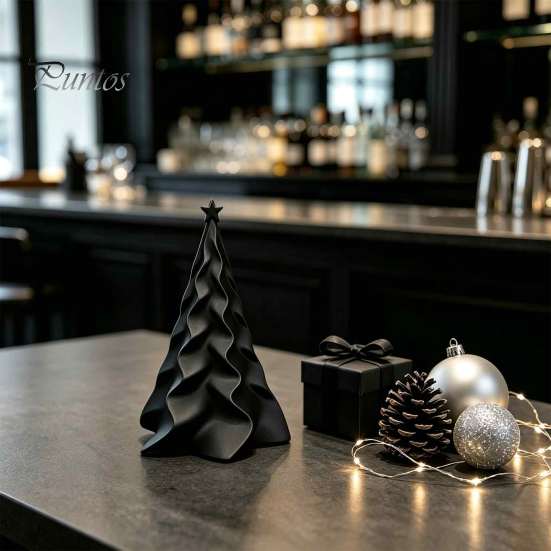Mini Christmas Tree Desktop Ornament 3D Printed Pleated Ornament, Small Wavy Holiday Table Decor Decoration with Star Topper for Home Office