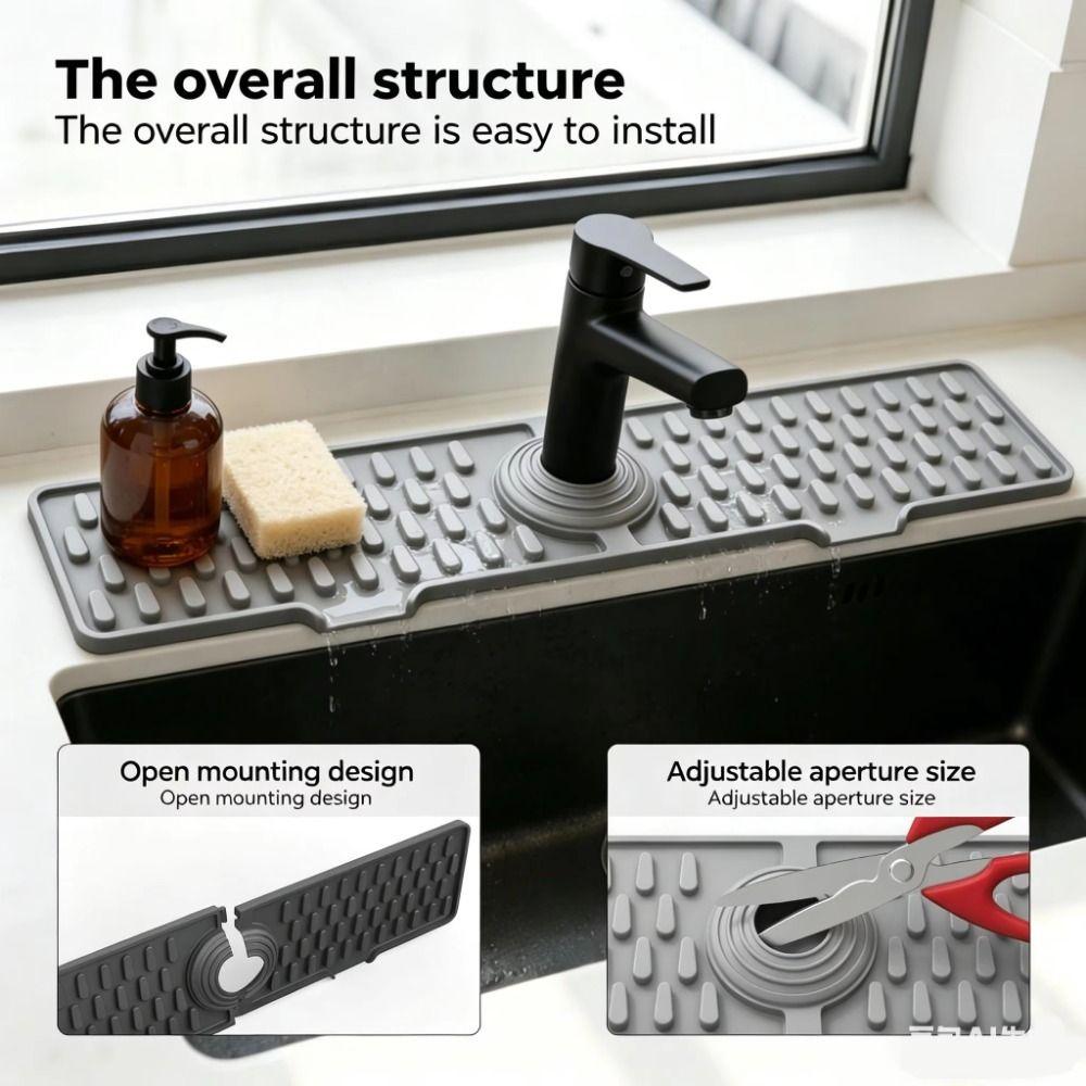 Heat Resistant Draining Pad Non-Slip Splash Guard Mat Darin Pad Silicone Faucet Mat Countertop