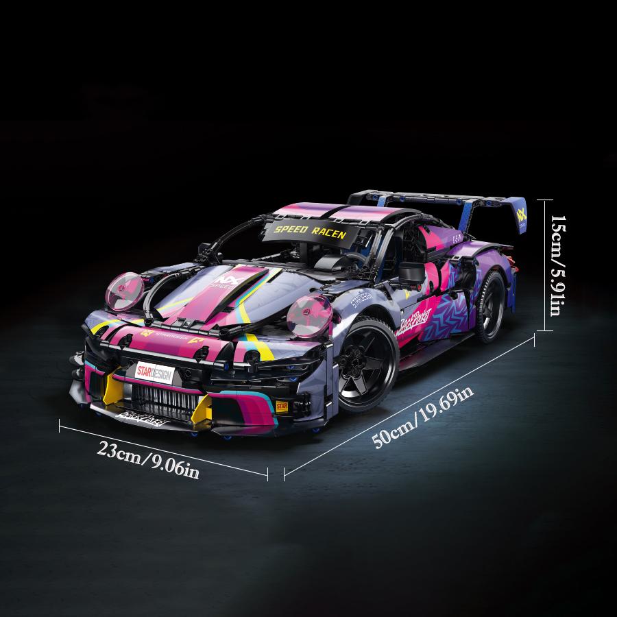 Набор строительных блоков RSR Racing Car из 1700 деталей, Техническая модель спортивного автомобиля, Игрушка, Подарок для коллекционеров DIY для взрослых/подростков/детей/мальчиков/девочек