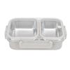 Stainless Steel Lunch Box Container Sealed Odorproof 2 Compartment Portable Square 1.2L Grey