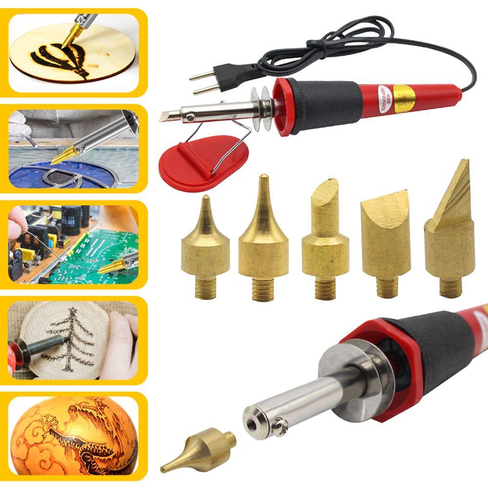 Internal Heat Welding Tips Wood Burning Pen Kit Stencil Pyrography Marking Soldering Iron Head Set