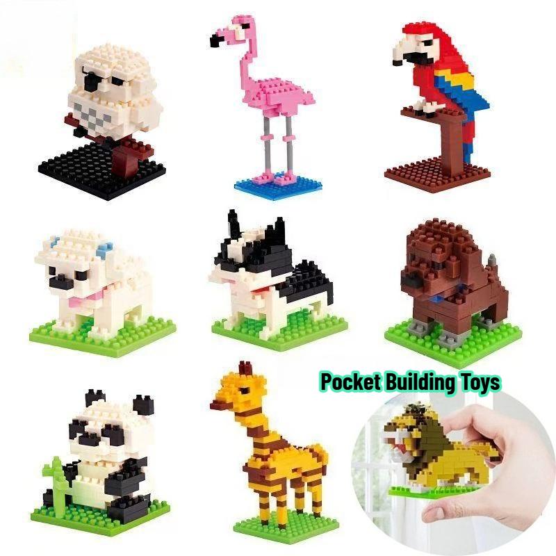 Mini Animals Micro Particle Building Blocks Diamond Bricks Cat Dog Parrot Corgi Flamingo Models Assembly Toys For Kids Children