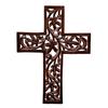 Wooden Jesus Christ Wall Cross: Hand Carved Antique Design Hanging Plaque For Home Altar Room Decor, Brown