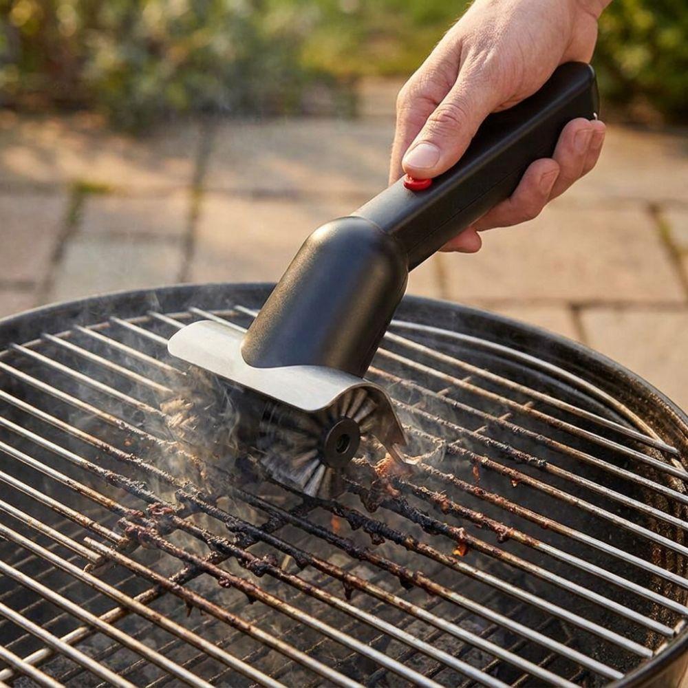 Stainless Steel Electric BBQ Cleaning Brush Double Wheel Roller Grill Brush  Household