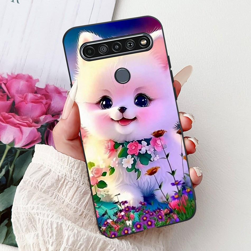 Для LG K41S K51S 2020 Элегантный Чехол для Телефона с Цветочным Котом, Для LG K41S K51S LM-K410 LM-K510 Черный Силиконовый Мягкий Чехол