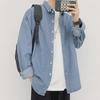 Мужская модная джинсовая рубашка в корейском стиле - свободная, красивая, универсальная куртка с длинными рукавами в гонконгском стиле