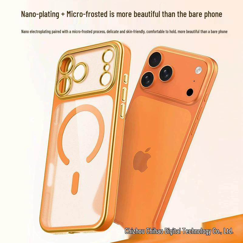Прозрачный двухцветный гальванизированный магнитный чехол для iPhone 17 Pro Max с полным покрытием линзы Apple 16, мягкий.