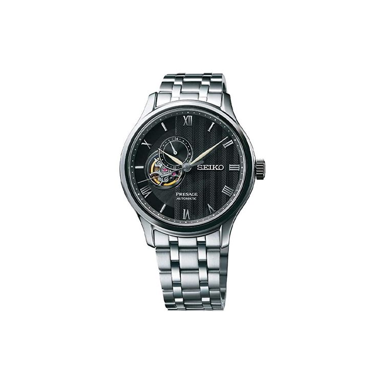 Seiko Серия Presage Механический механизм с автоподзаводом Ремешок из нержавеющей стали Мужские часы Черный SSA377J1