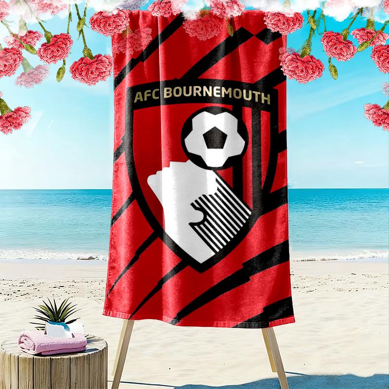 AFC Bournemouth Print Beach Towel, Large Soft Quick Dry Towel for Beach Camping Swimming