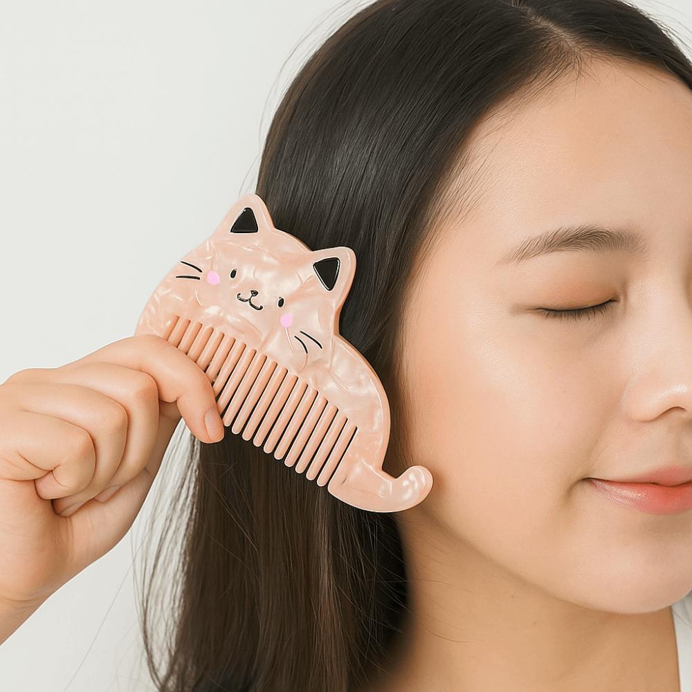 Cat Shaped Makeup Comb Wide Toothed Hairdressing Comb Portable Acetate Comb Barber Shop Salon