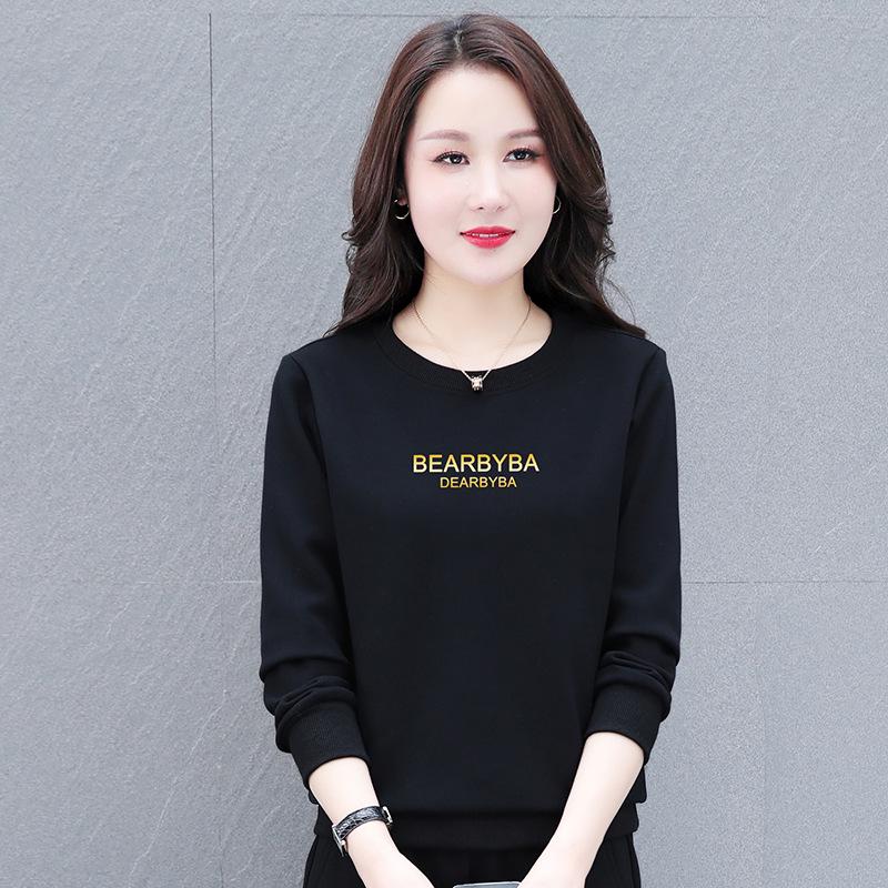 Женская толстовка с круглым вырезом – весна/осень 2025, длинный рукав, модный бархатный топ Plus