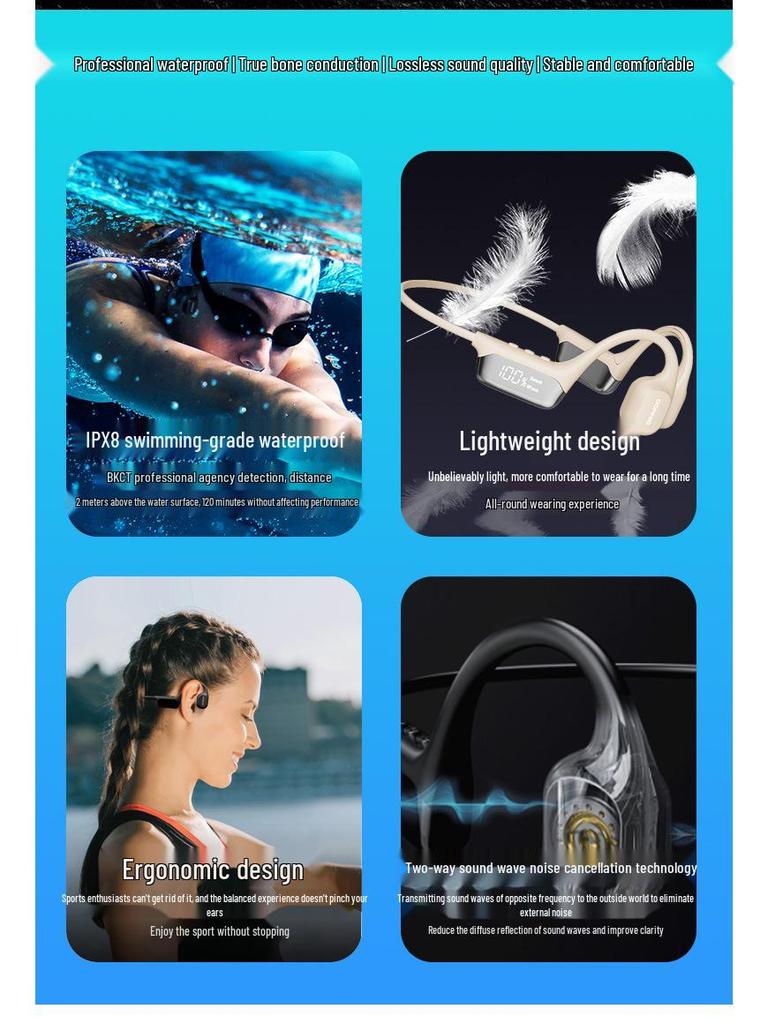 S10 Waterproof Bone Conduction Bluetooth Sports Earphones