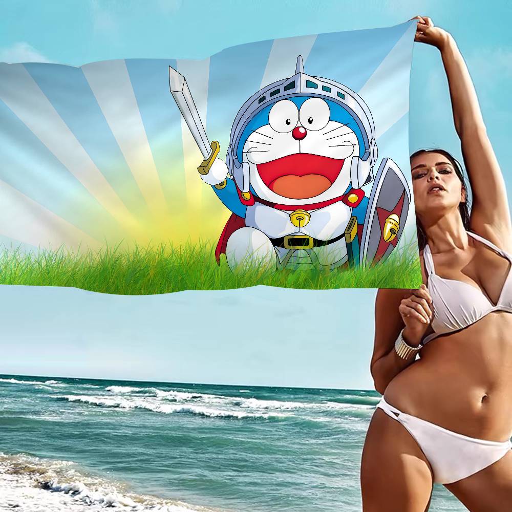 Cartoon D-Doraemon Microfiber Blanket Quick Drying Beach Towels Oversized Printing Super Absorbent Pool Towel Blanket