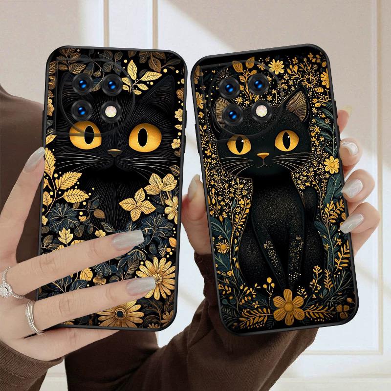 Цветочный Кот Черный Для Oneplus 8T 9 9R 10 Pro 11 12 13 13R 5G ACE 5 Nord2 4 CE 3 4 Lite N20 SE N200 силиконовый мягкий чехол для телефона