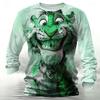 Funny Animal Tiger Pattern 3D Print Men's Long Sleeve T Shirt Hip Hop Trend Harajuku Streetwear Casual O-neck Top Autumn Fashion Loose Pullover