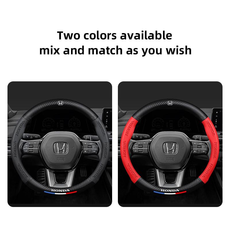 Carbon Fiber Leather Car Steering HDFJAZ4 Wheel Cover Protective Shell For Honda Civic Accord Crosstour Spirior Odyssey Avancier UR-V