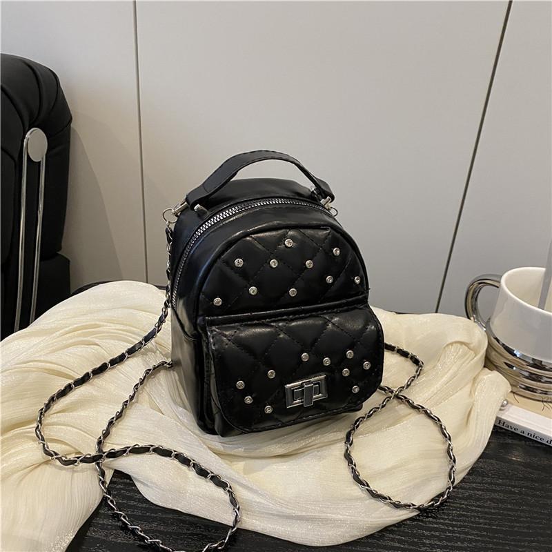 2025 New Backpack Women's Fashion Single Shoulder Portable Backpack Niche Design Advanced Sense Rivet Small Backpack