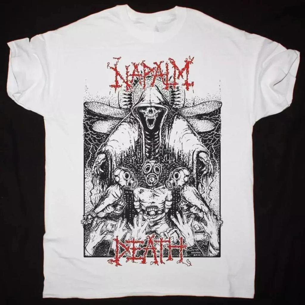 Белая футболка с концертом группы Napalm Death Хлопок S-234XL.webp
