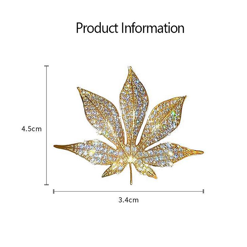 Элегантная брошь в виде кленового листа с украшениями из стразов