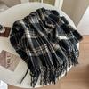 New Atmosphere Scarf Women's Winter Warm Soft Imitation Cashmere Plaid Shawl College Style Scarf