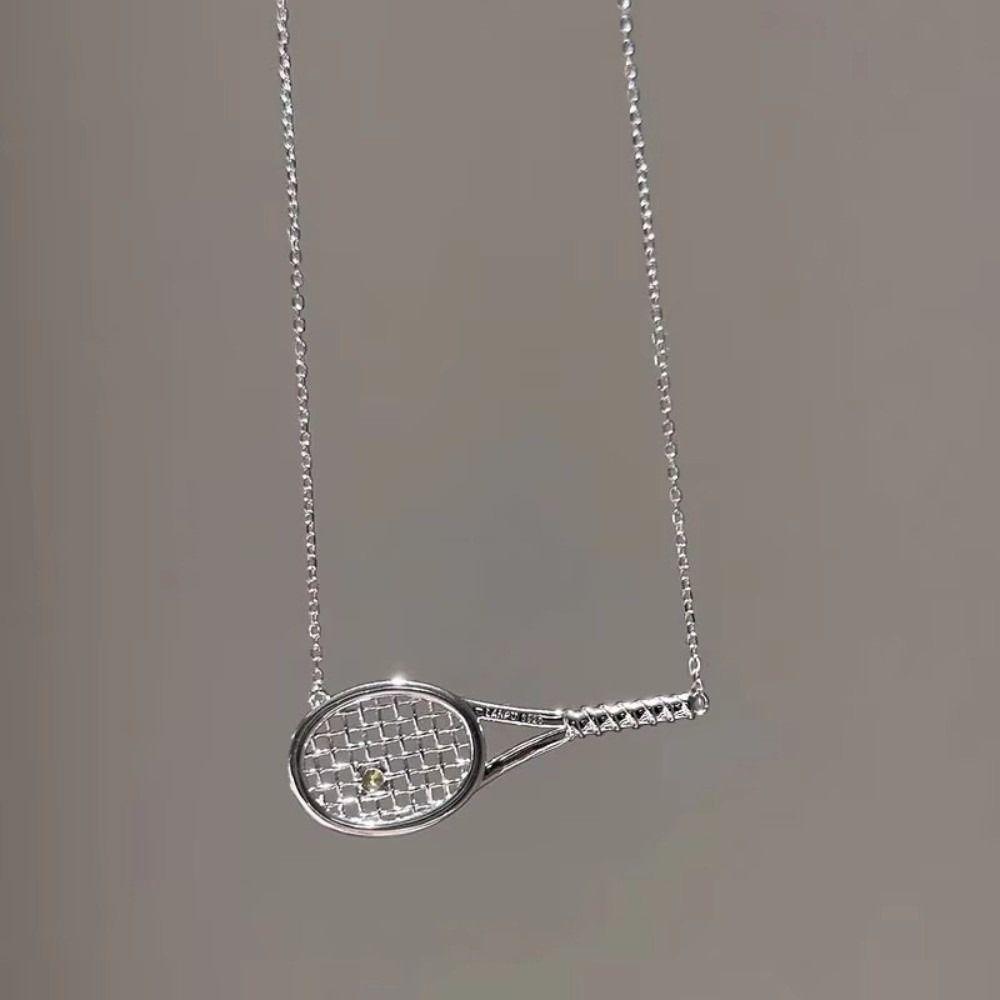 With Diamonds Pendant Necklace Zirconia Metal Sweater Chain Tennis Racket Necklace Jewelry Gifts