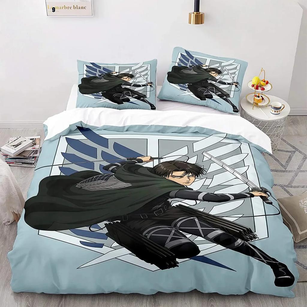 Attack On Titan 3D Printed Bedding Set Duvet Cover Pillowcase Freedom Wings Bedclothes for Boys Kids Twin Single Full Size