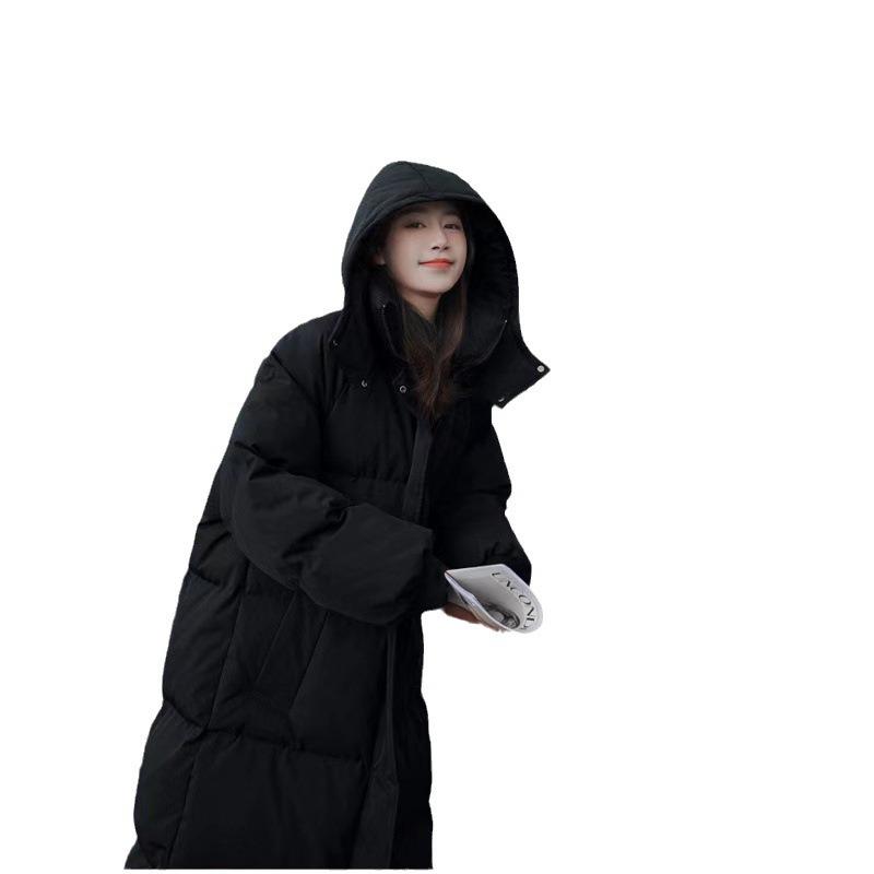 Пуховики для женщин, зимние новые средней длины и длинные куртки с наполнителем до колена, свободная и утолщенная одежда-хлеб и одежда с хлопковой набивкой.