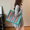 Stripe Big Straw Tote Bags for Women 2024 Summer Fashion Summer Shoulder Bags Handbags and Purses Weave Beach Bag