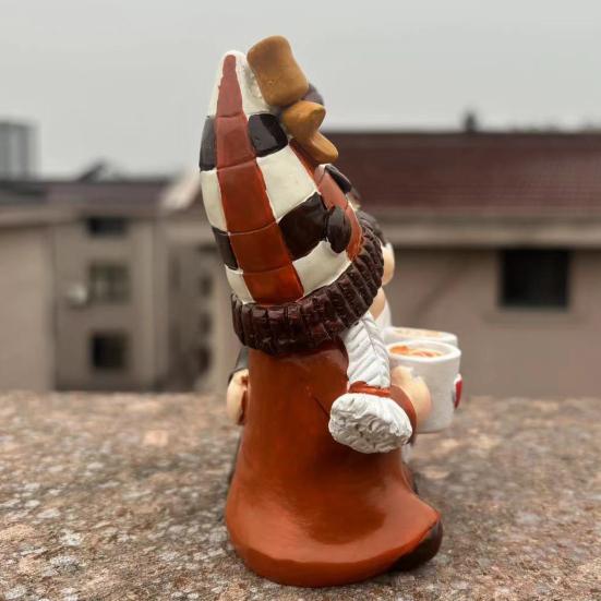 Кофейная пара, фигурка гнома, статуэтка гнома из смолы, безликая скульптура эльфа, рождественский домашний офис, кафе, кофейный бар, украшение для рабочего стола, орнамент