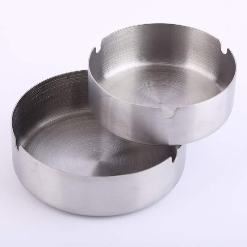 Round Stainless Steel Ashtray for Hotel, Cafe, or Car with Custom Logo Printing