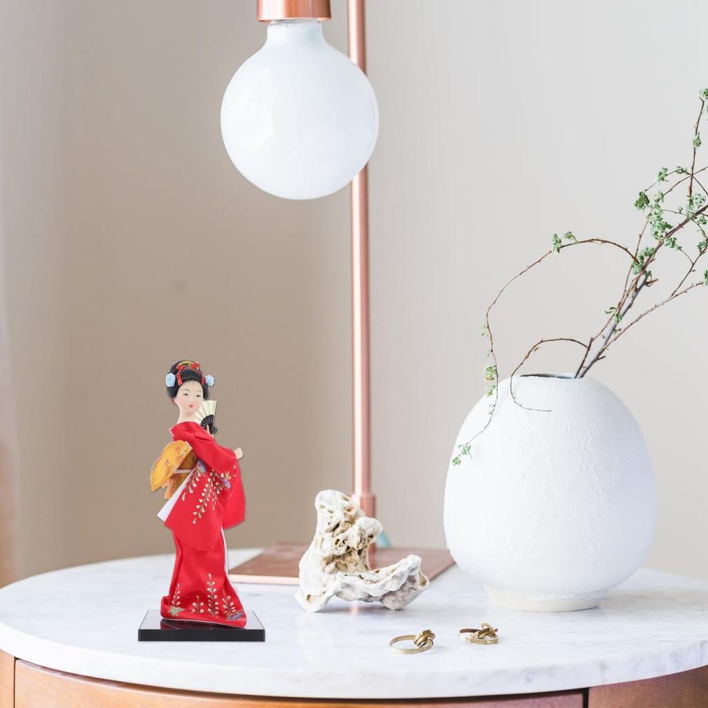FAVOMOTO Японская кукла-украшение: Фигурка гейши ручной работы в шелковом кимоно - Коллекционная кукла гейши, японская культурная для женщин и домашней эстетики